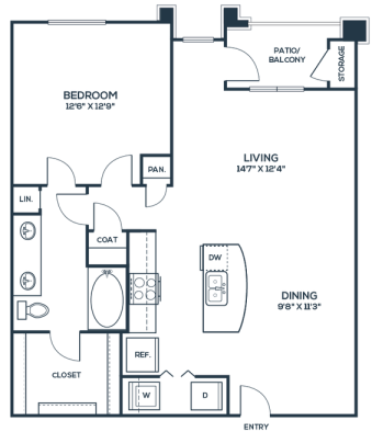 the floor plan for a two bedroom apartment at The  Carson @ Twin Creeks